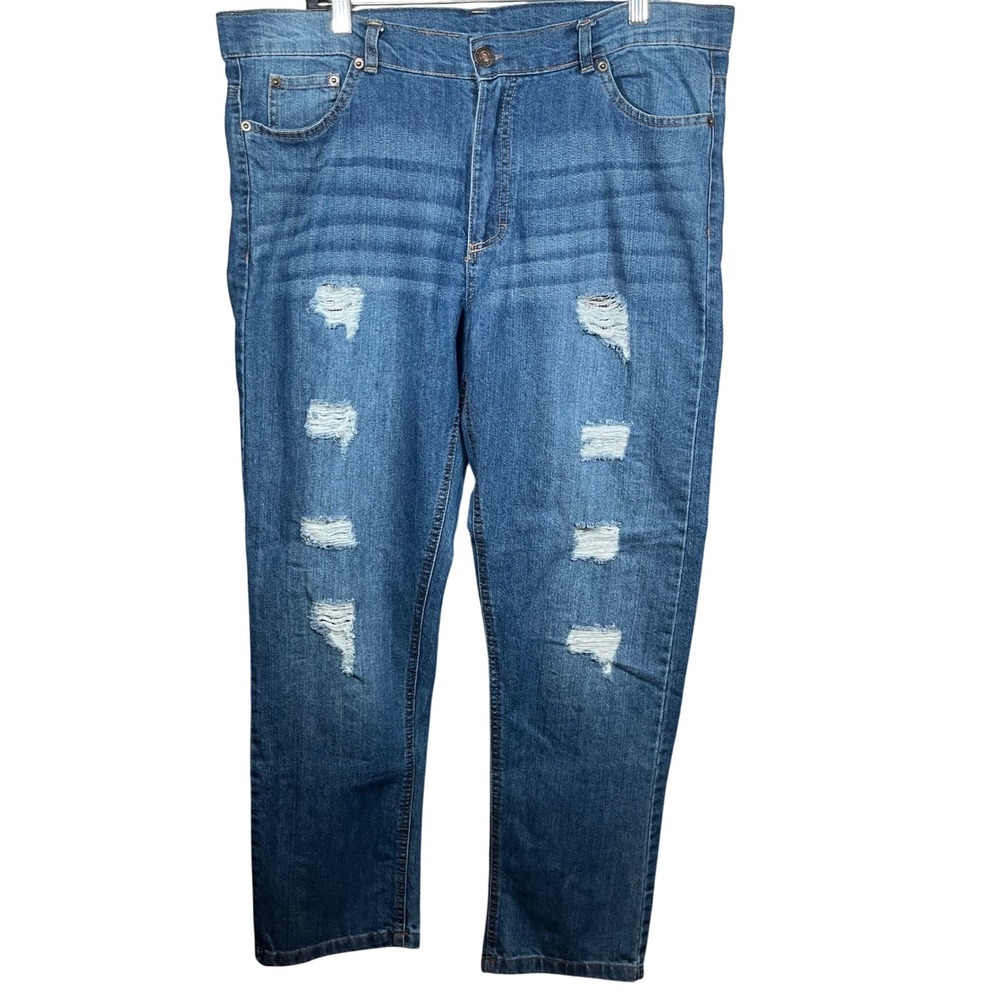 Old Navy Mens‎ Distressed Medium Wash Straight Leg Denim Jeans 38x30